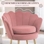 Poltrona de Sala Estofada em Veludo Poltrona para Quarto com Encosto em Forma de Concha e Pernas Douradas para Sala de Jantar 76x67x74 cm Rosa — foto 4