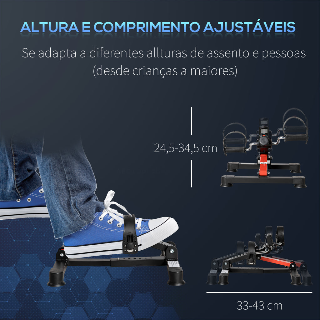 Mini Bicicleta Estática de Exercícios Mini Bicicleta Estática com Altura e Comprimento Ajustáveis Tela LCD Máquina de Pedalar de Mãos e Pernas 33-43x40x24,5-34,5 cm Preto — foto 4
