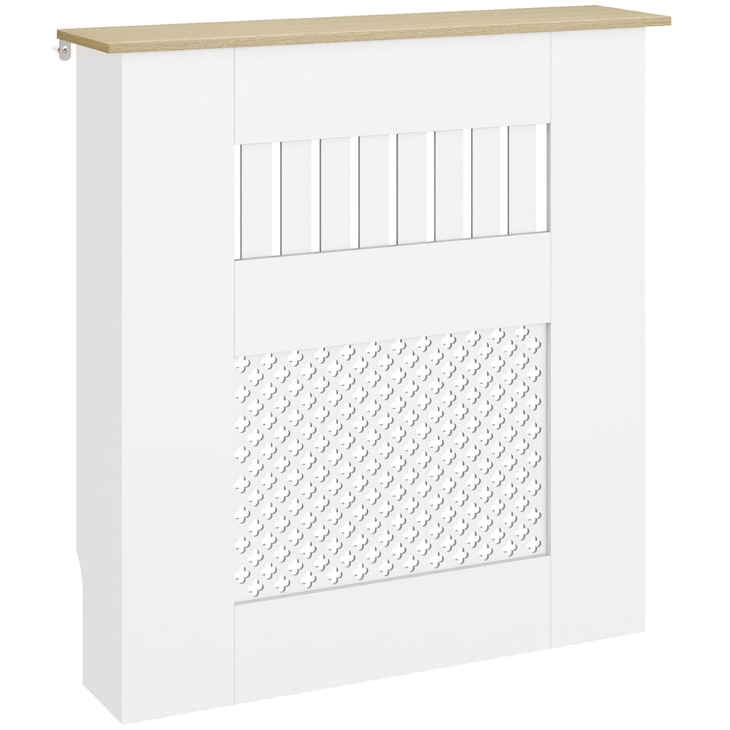 Cobertura para Radiadores Proteção Radiador de MDF 78x19x81 cm Cobertura de Radiador Desenho Moderno de Ripas e Colmeia para Sala Quarto Branco — foto 1