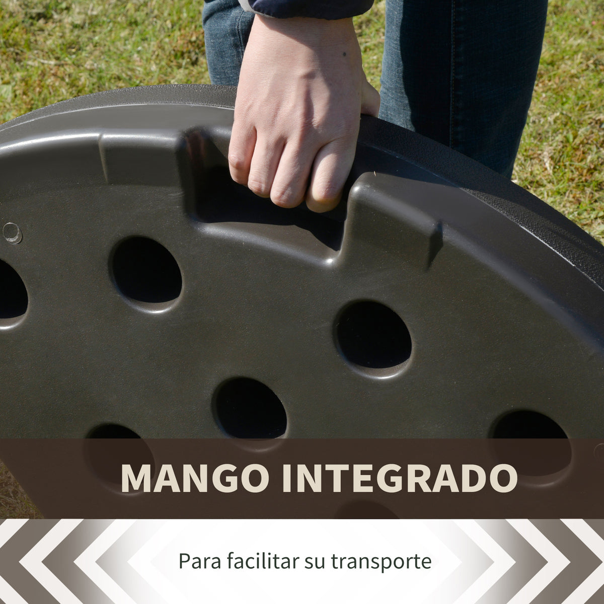 Base para Chapéu de Sol em 4 Partes Recarregável com Areia ou Água Desmontável para Jardim Pátio Ar Livre 100x100x10,5cm Marrom — foto 4