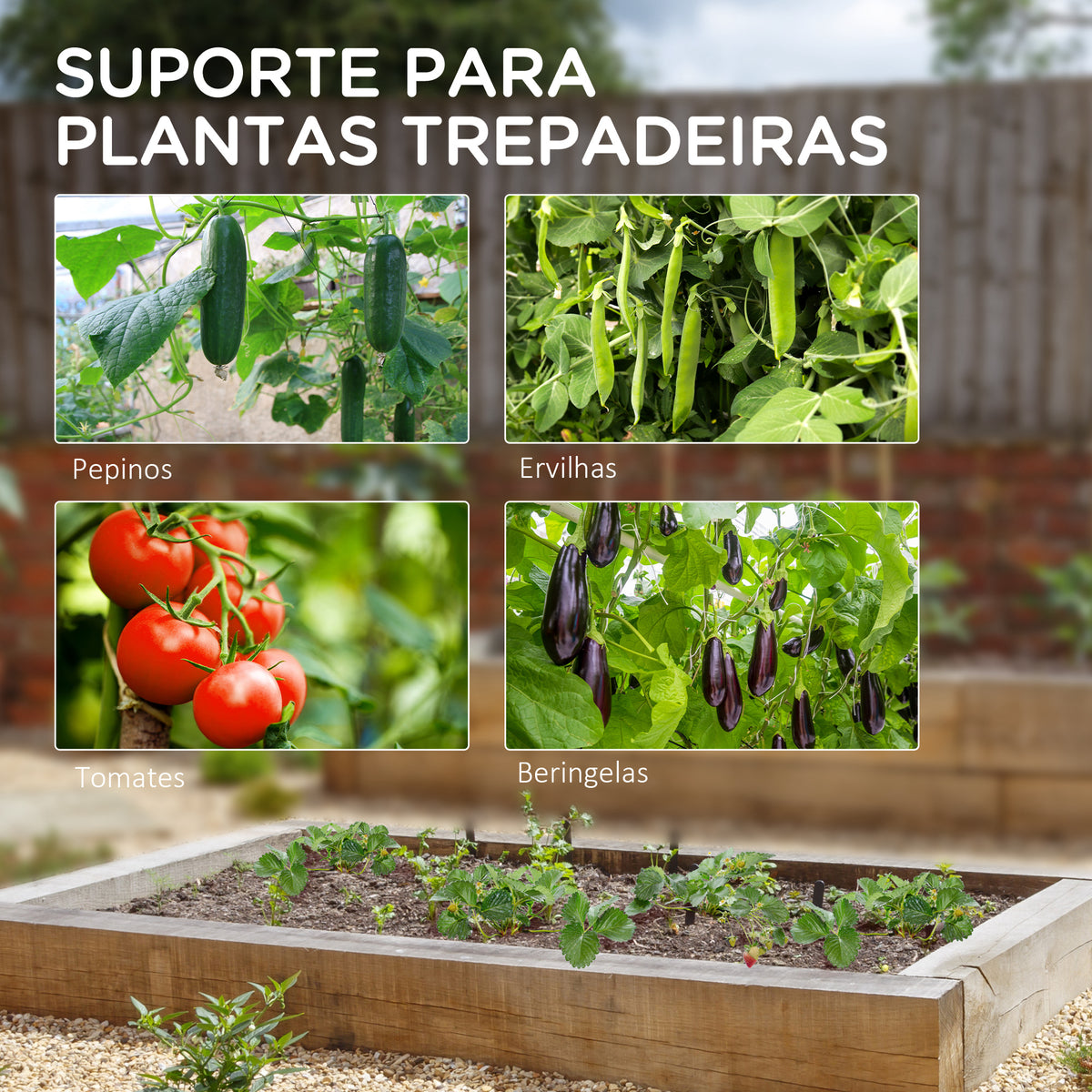 Treliça de Jardim Triangular Suporte para Plantas Trepadeiras com Estrutura em Aço para Frutas Legumes Flores e Decoração para Exterior Pátio Varanda 180x100x180 cm Verde — foto 6