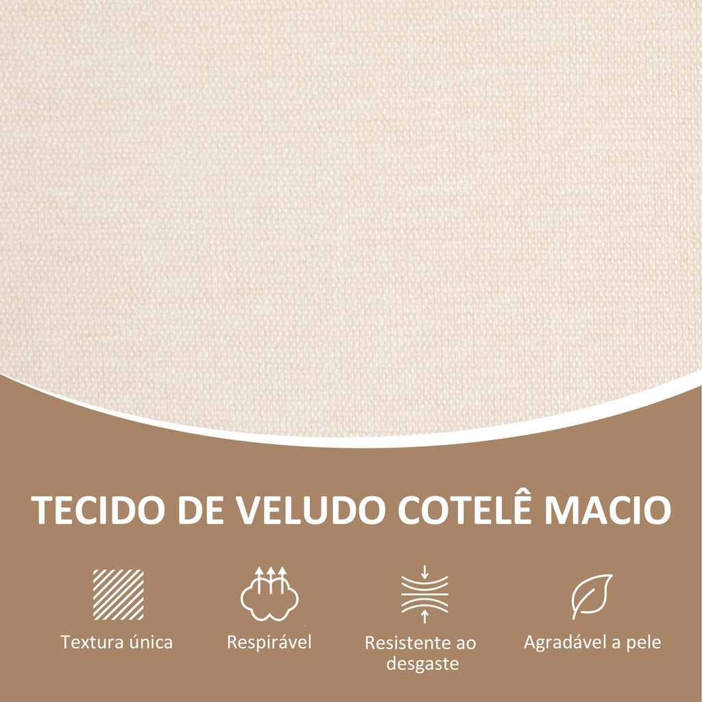 Sofá de 2 Lugares Estofado em Chenille Sofá Sala de Estar com 2 Almofadas Laváveis e Apoio para os Braços em Vime Sintético Sofá Pequeno Carga 240 kg 123x75x88 cm Bege — foto 6