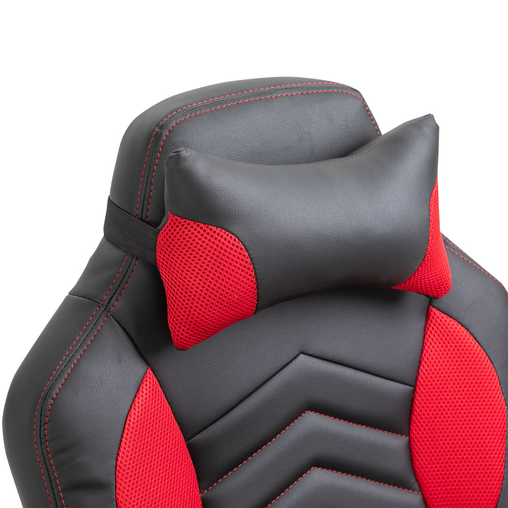 Cadeira de Escritório com 6 Pontos de Massagem e Aquecimento Cadeira Gaming Ergonómica com Altura Ajustável Apoio de Cabeça e Almofada Lombar 68x69x108-117 cm Preto e Vermelho — foto 8