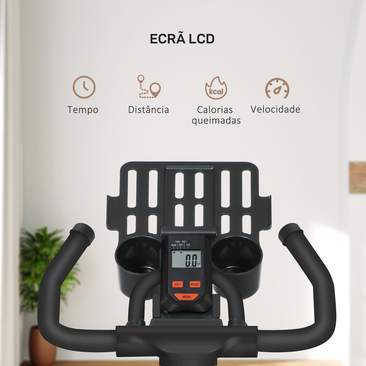 Bicicleta Estática com Resistência Ajustável Bicicleta Estática Fitness com Volante de Inércia 8 kg Ecrã LCD Guiador e Assento Ajustáveis para Casa Ginásio 103x53x110-114 cm Azul — foto 4