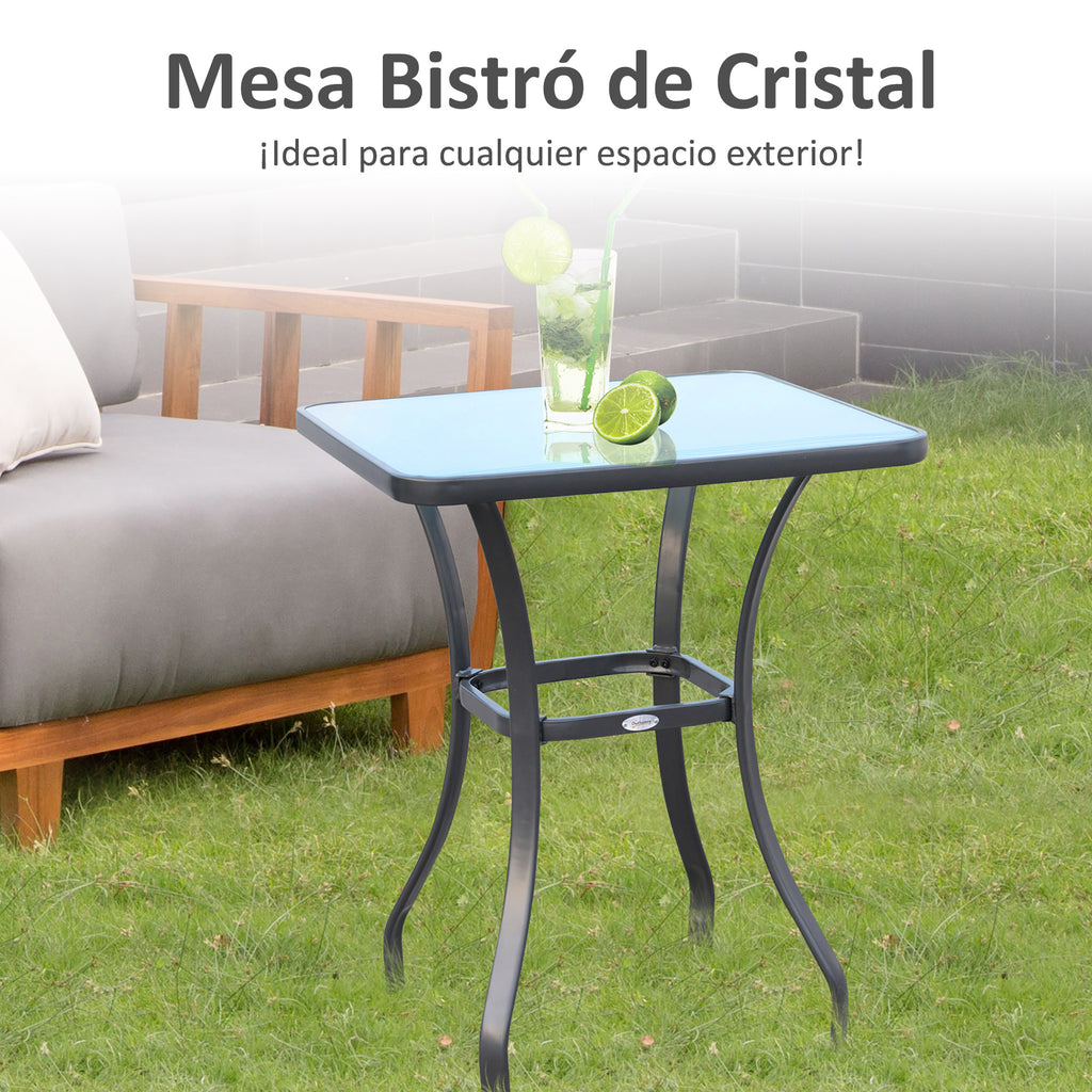 Mesa de vidro temperado com bordas arredondadas para pátio Terraço Varanda 68,5x68,5x84 cm Preto e translúcido — foto 4