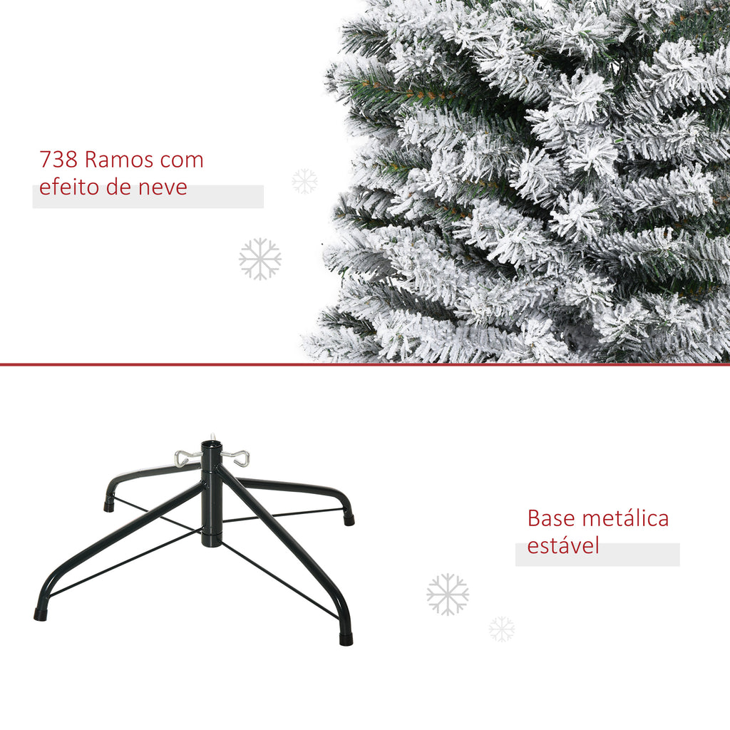 Árvore de Natal 225 cm Árvore de Natal Artificial Nevado com 738 Ramos e Suporte de Metal Árvore de Natal para Sala de Estar Verde e Branco — foto 7