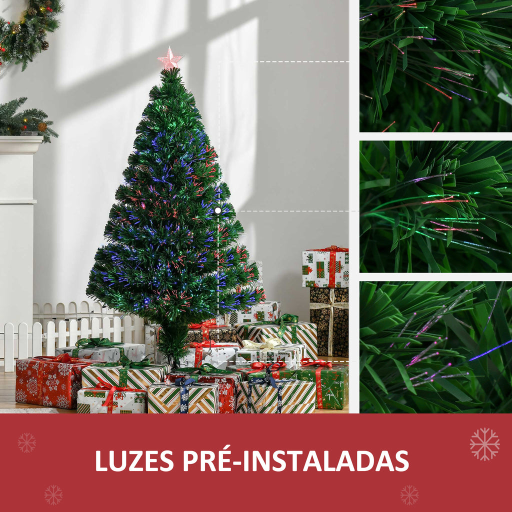 Árvore de Natal Artificial 120 cm Árvore de Natal com Fibra Óptica e Suporte Metálico Decoração de Natal Ø60x120 cm Verde — foto 5