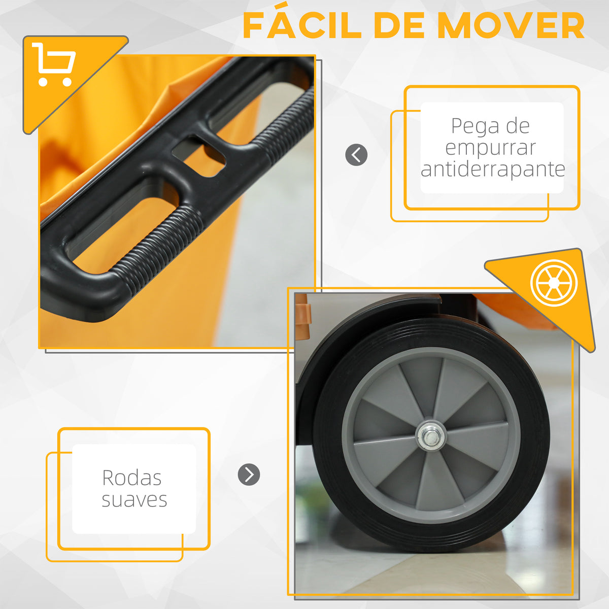 Carro de Limpeza com Bolsa Carrinho de Limpeza com Rodas e 3 Prateleiras Carro para Limpeza de Hotel 121x50,5x96,5 cm Preto e Amarelo — foto 5