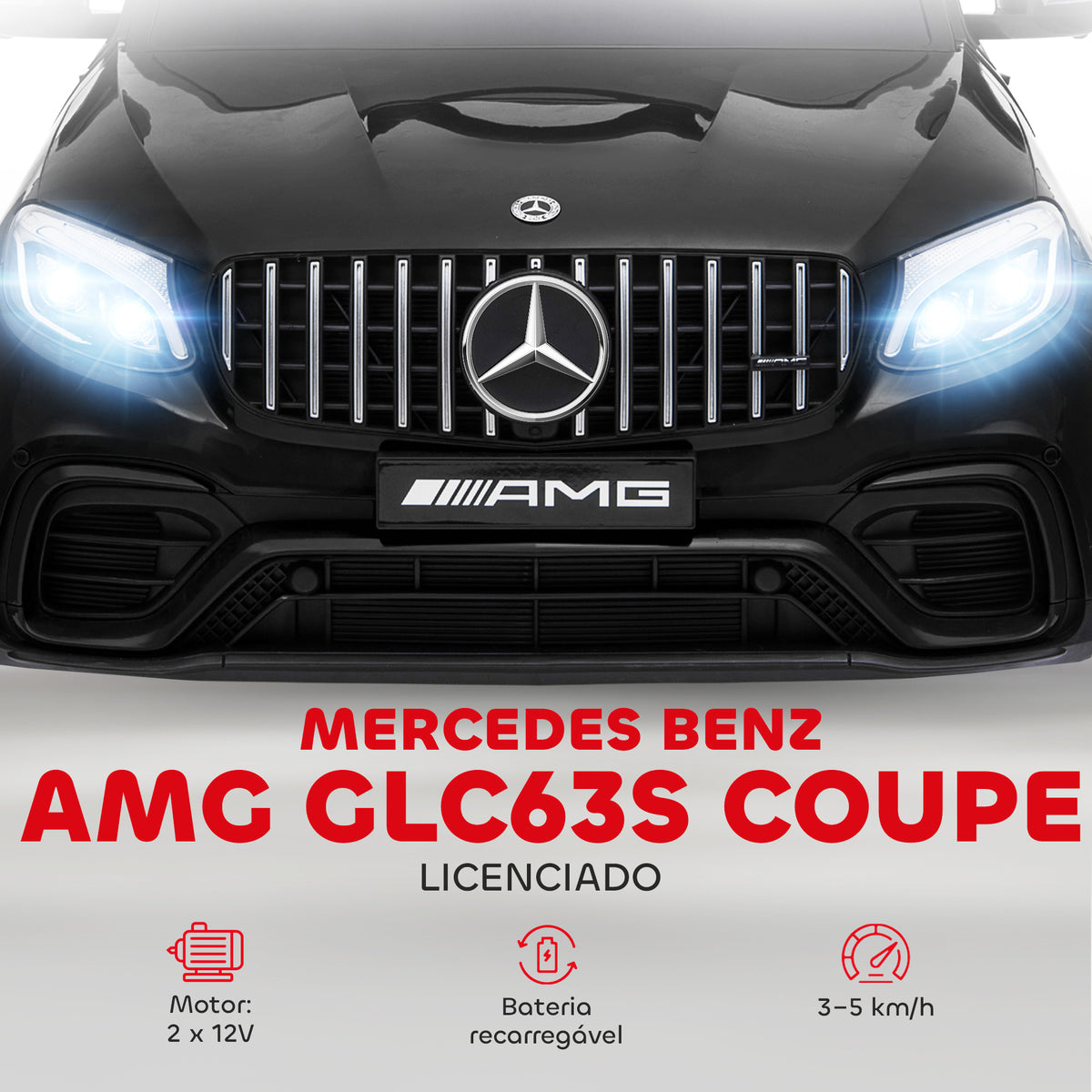 Carro Elétrico Mercedes AMG 12V para Crianças acima de 3 Anos com Controle Remoto Música Luzes Abertura da Porta 115x70x55cm Preto — foto 4
