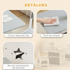 Mesa Infantil com 2 Cadeiras Mesa e Cadeiras para Crianças com 6 Gavetas de Tecido Desenho Estrelas para Meninos e Meninas de 3-8 Anos para Casa Escola Infantil Salas de Aula Cinza Claro — foto 6