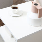 Mesa de Centro Mesa Auxiliar de Sala de Estar com Forma de S Compartimentos Abertos 2 Níveis Desenho Elegante 50x50x50cm Branco — foto 8