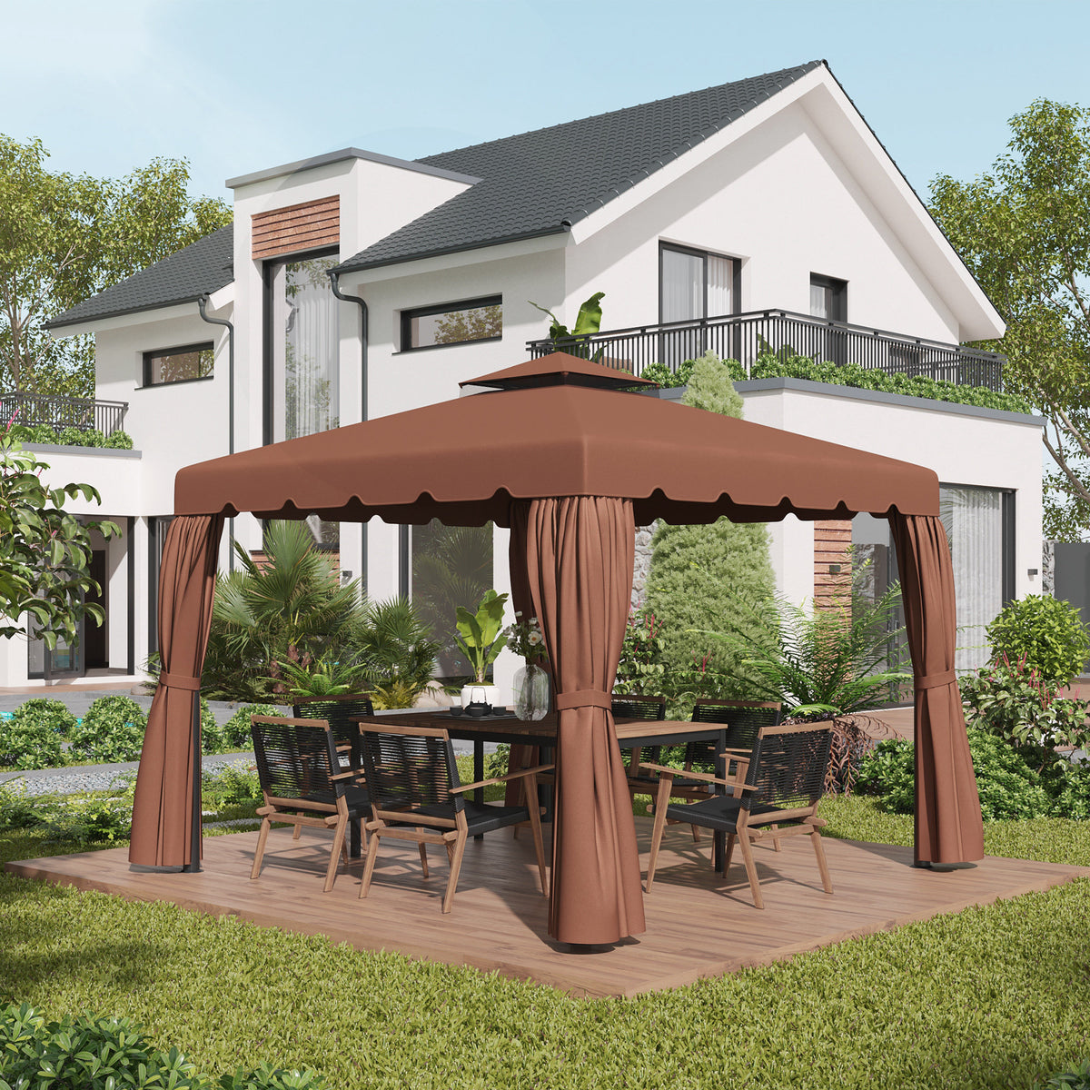Essenza Toldo de Substituição para Pérgola 300x300 cm Marrom — foto 2
