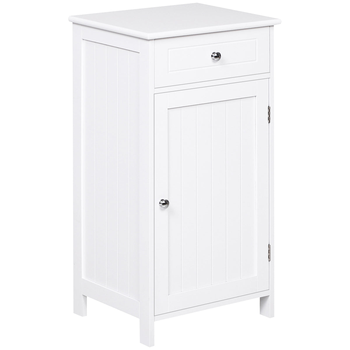 Armário de Casa de Banho com 1 Gaveta 1 Porta e Prateleira Interior Ajustável Móvel Auxiliar de Armazenamento para Sala de Estar Cozinha 43x34x77cm Branco — foto 1