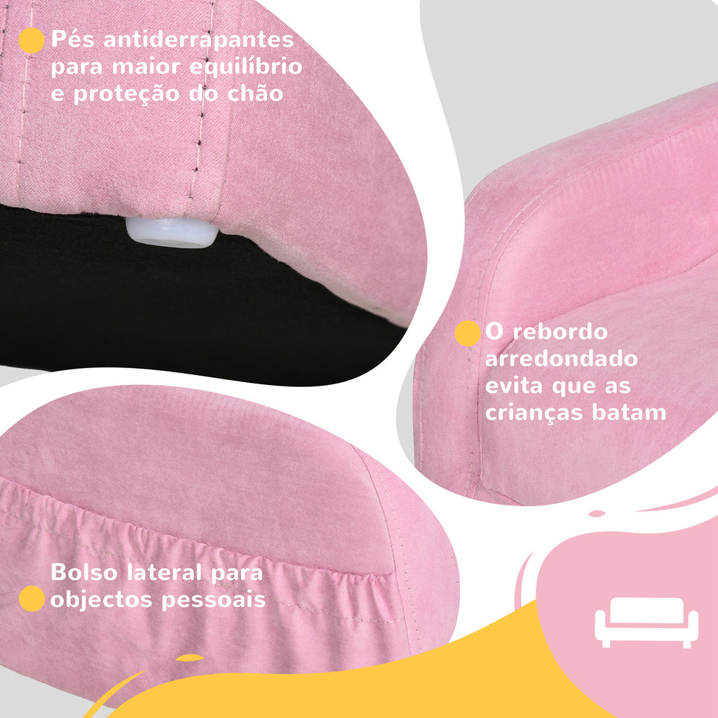 Poltrona Infantil Poltrona 2 em 1 para Crianças Dobrável em 2 Posições com Apoio de Braços e Assento Acolchoado 47x45x38cm Rosa — foto 6