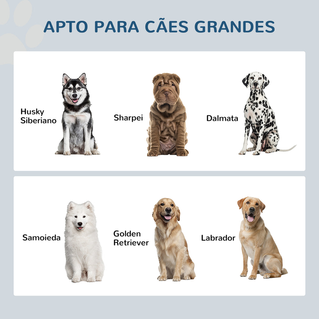 Comedouro Elevado para Cães Grandes com 2 Tigelas de 2000ml de Aço Inoxidável Comedouro para Cães com 2 Portas e Armazenamento Oculto 60x30x35,5cm Branco — foto 7