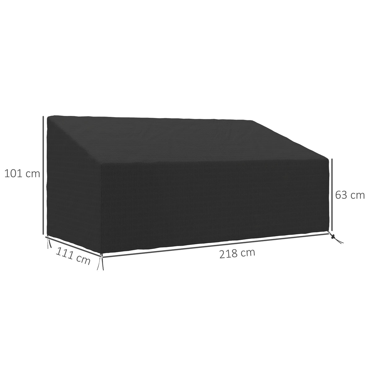 Capa Protetora para Móveis de Jardim Cobertura de Móveis de Tecido Oxford 600D Impermeável para Sofás Bancos 218x111x63-101 cm Preto — foto 3