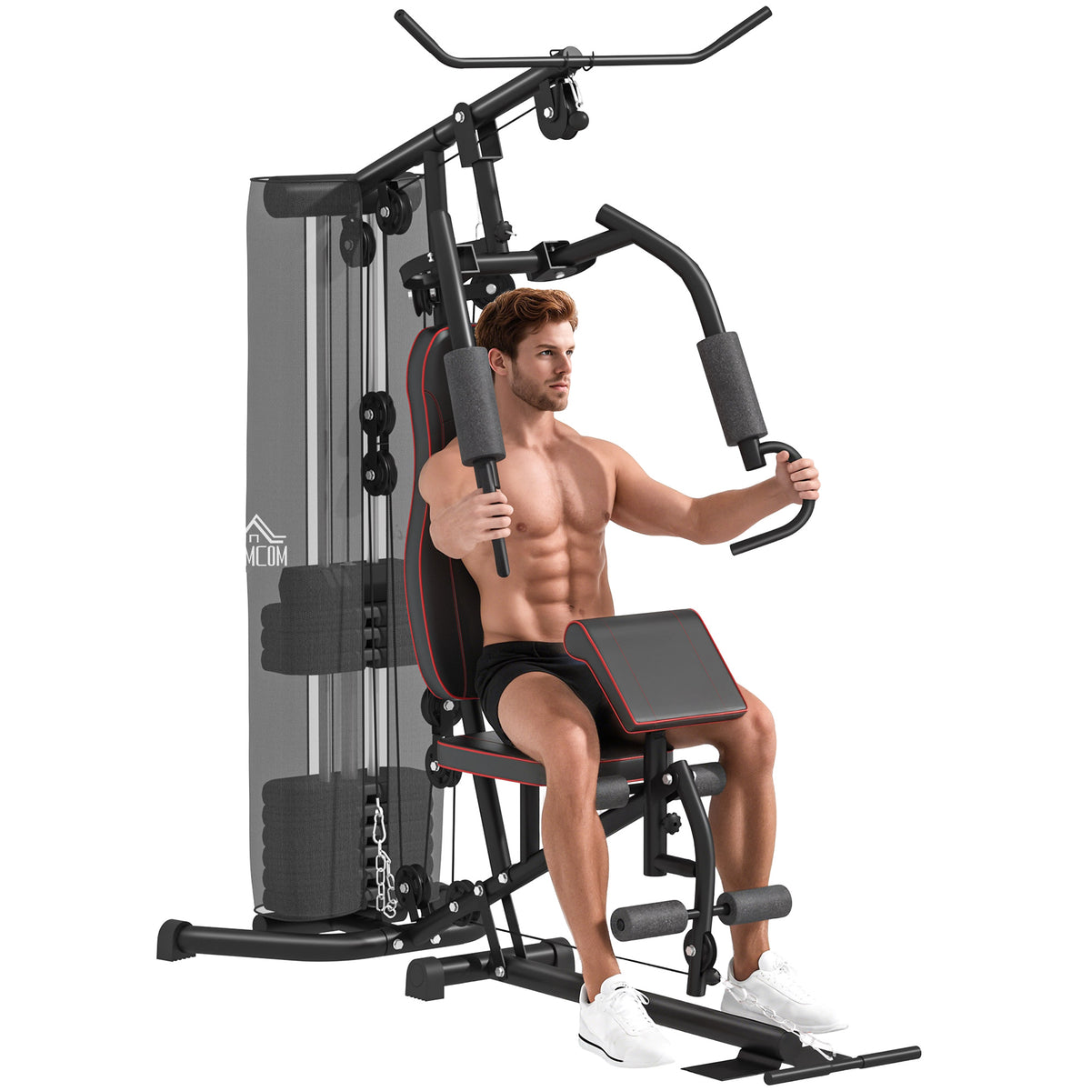 Máquina Multi Estação de Treino Estação de Treino com Pesos Ajustáveis Press de Perna e Polia para Ginásio em Casa 170x104x205 cm Preto — foto 1