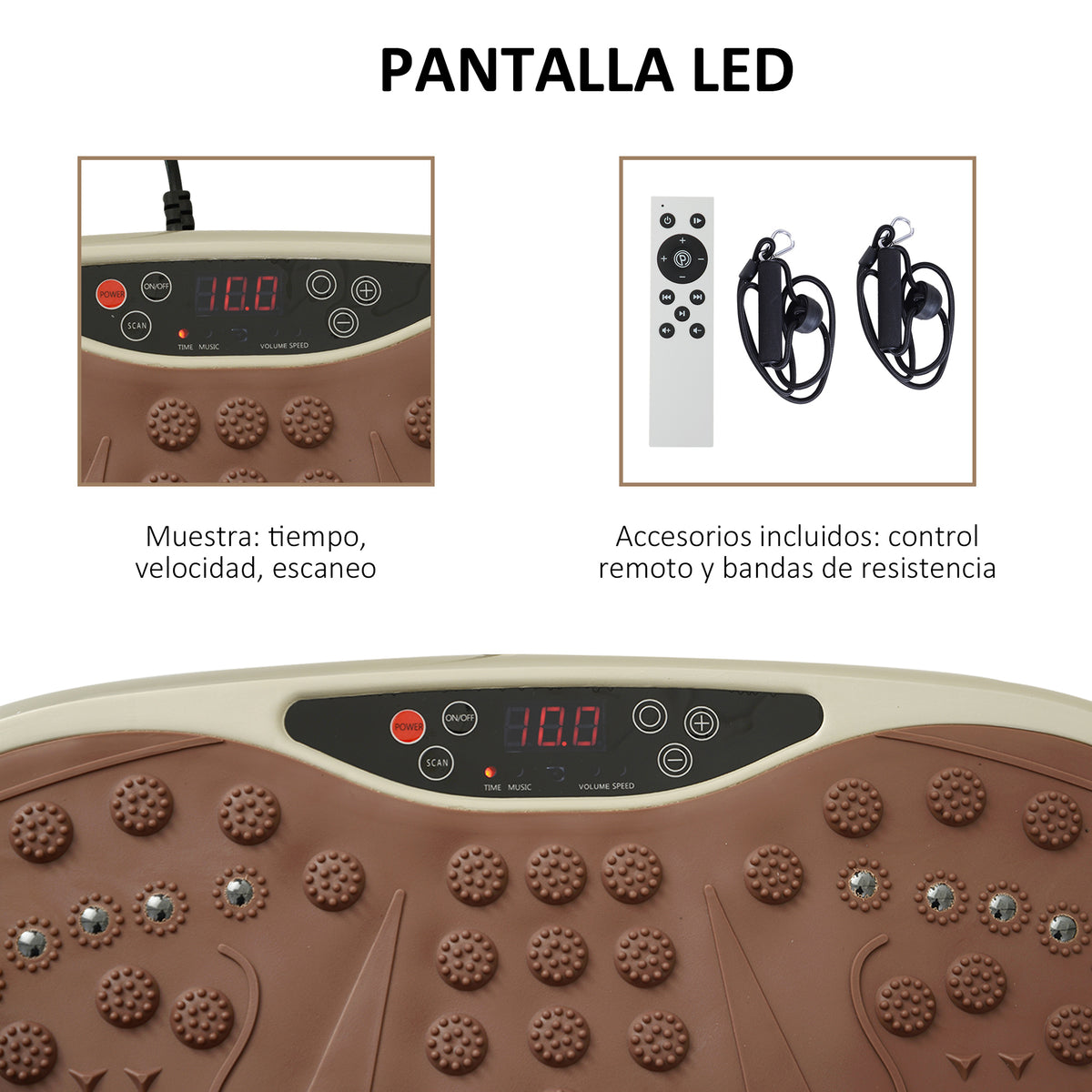 Plataforma de Vibração com 2 Bandas Elásticas para Treinamento de Fitness 200 W com Controle Remoto e Carga 120 kg — foto 4