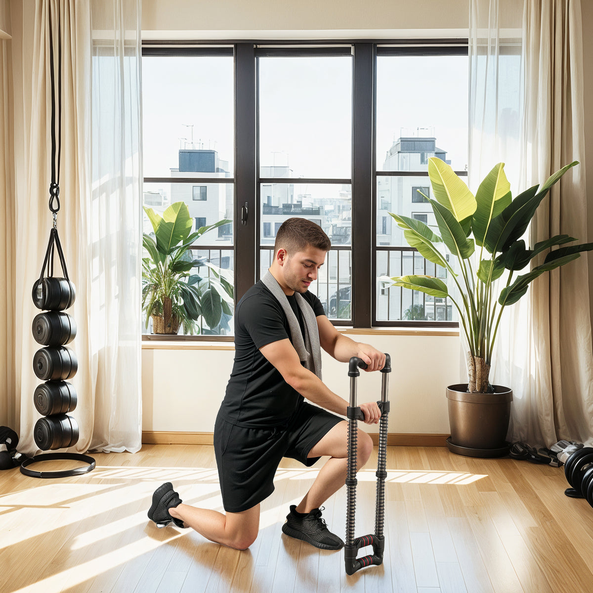 Expansor de Peito Expansor Ajustável Extensor para Musculação com Resistência Ajustável 10-80 kg para Treino em Casa Escritório Viagem Preto — foto 2