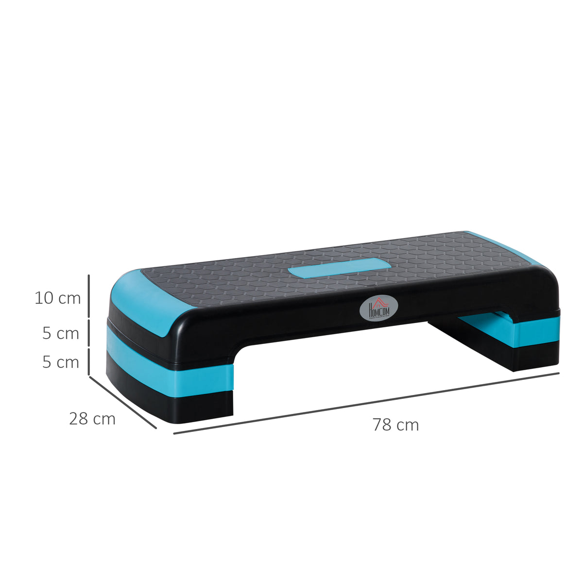 Plataforma Step Fitness Step de Aeróbico com Altura Ajustável de 10/15/20 cm Plataforma de Exercício em Casa Ginásio Oficina Carga 150kg 78x28x20 cm Azul e Preto — foto 3