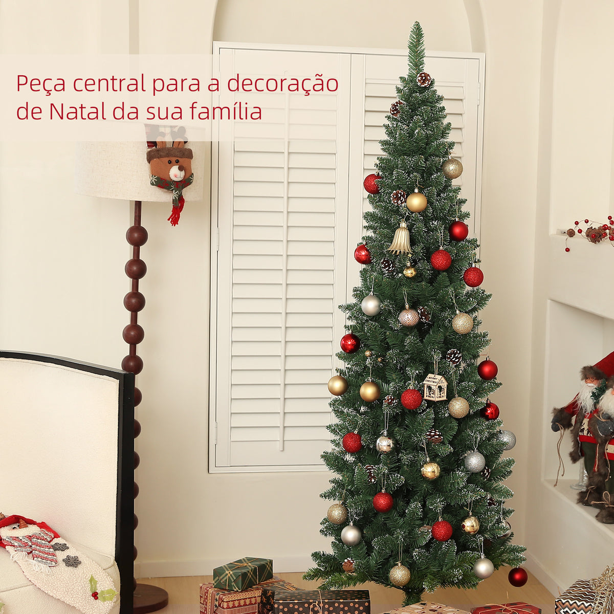 Árvore de Natal 180 cm Árvore de Natal Artificial com 618 Ramos e Suporte de Metal Árvore de Natal para Sala de Estar Interior Verde — foto 4