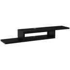 movel flutuante de TV para televisão de até 60 polegadas com 2 prateleiras de madeira 152,4x29,8x21 cm Preto — foto 1