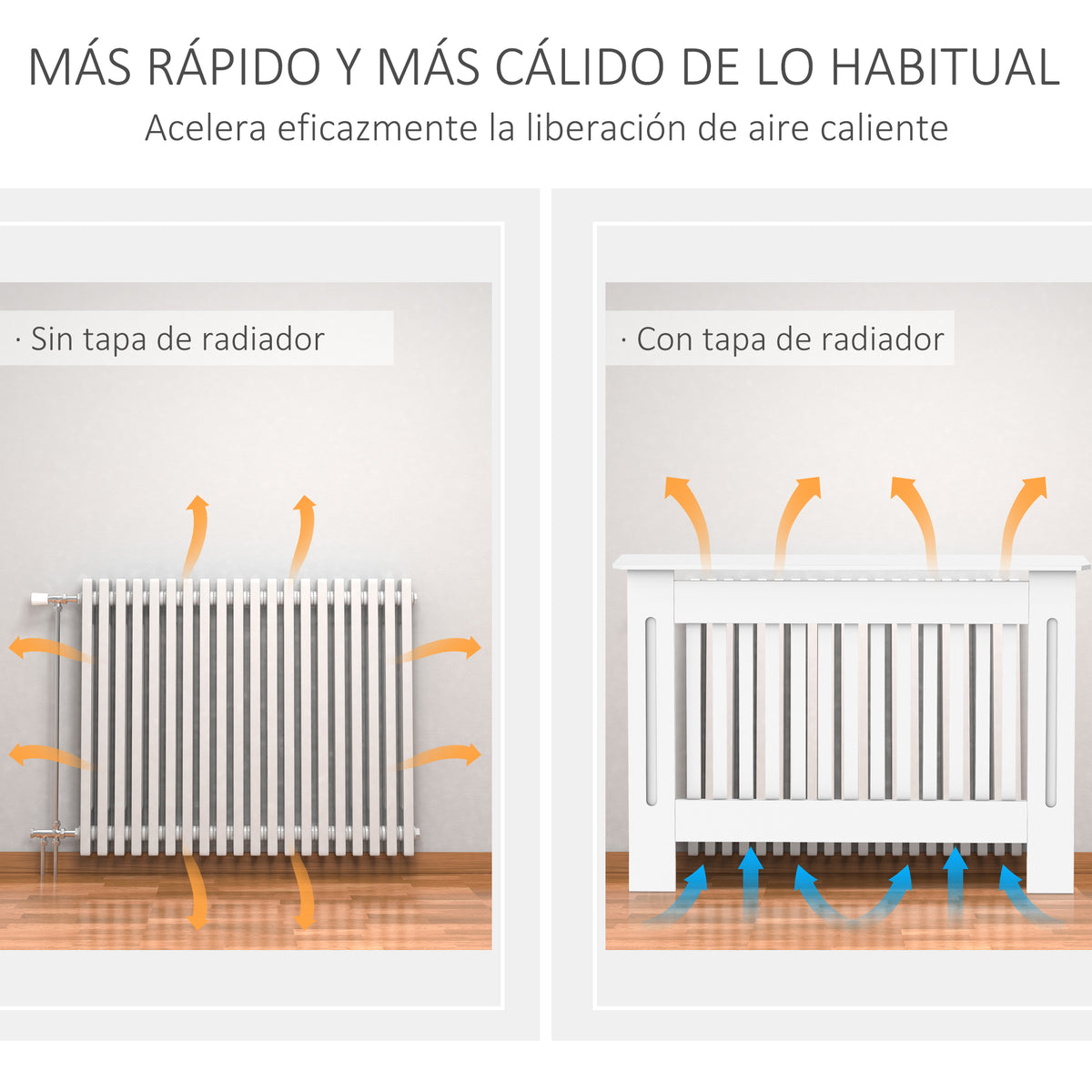 Cobertura Radiador com Desenho Moderno de MDF com Prateleira Superior para Sala de Estar Dormitório Escritório 112x19x81cm Branco — foto 4