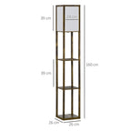 Candeeiro de Pé de Madeira com 3 Prateleiras De Armazenamento para Lâmpada E27 Potência Máx. 40W Candeeiro Moderno para Sala de Estar Dormitório 26x26x160 cm Marrom Rústico — foto 3