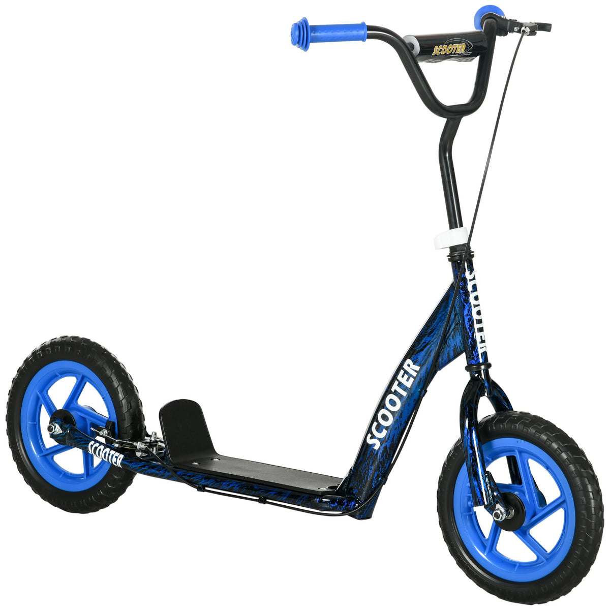 Patinete Scooter para Crianças com Rodas Grandes de 6-12 Anos Altura Ajustável Freio Traseiro descanso Lateral Azul — foto 1