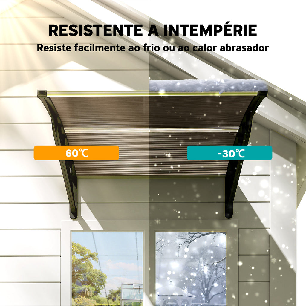 Marquise para Portas e Janelas 103x96,5x27 cm Marquise com Proteção para Sol e Chuva com Painéis de Policarbonato Preto e Marrom — foto 6