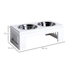 Comedouro Elevado para Cães com Suporte e 2 Tigelas Amovíveis de Aço Inoxidável Alimentador para Animais de Estimação 44x24x15 cm Branco — foto 3