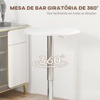 Mesa de Bar com Altura Ajustável Giratória 360° com Base Redonda Mesa Alta Moderna para Cozinha Sala de Jantar Ø63x67-93 cm Branco — foto 5