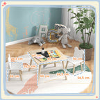 Conjunto de Mesa e 2 Cadeiras de Madeira Mesa Infantil com Cadeiras com Encosto em Forma de Ursinho e Compartimentos Ocultos para Crianças para Escola Infantil Quarto Madeira e Branco — foto 3