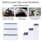 Escada para Animais de Estimação de 3 Degraus com Armazenamento e Tapete Antiderrapante Portátil Carga Máxima 30kg 40,5x44,5x38 cm Branco — foto 5