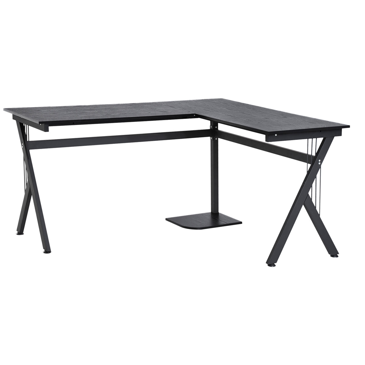 Secretária de PC Computador tipo Secretária para Gabinete - Cor: Preto - MDF E1 e Ferro Revestido a Pó - 155 x 130 x 76 cm — foto 1