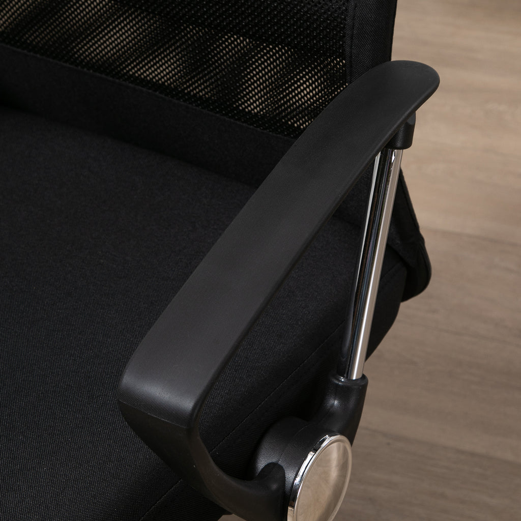 Cadeira de escritório ergonômica giratória e basculante com altura de assento ajustável 62x62x118-128 cm Preto — foto 8