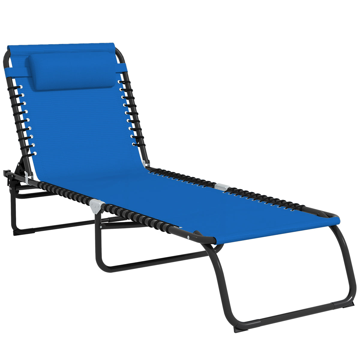Espreguiçadeira de Jardim Dobrável e Ajustável com 4 Posições Espreguiçadeira Reclinável para Exterior Estrutura de Aço 197x58x76 cm Azul — foto 1