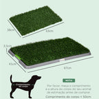 Resguardo de Treino para Cães com 2 Relvas Artificiais Sanitário para Cães com Grade e Bandeja para Treino de Filhotes no Exterior e Interior 67x41x3,5 cm Verde — foto 3
