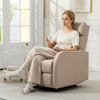 Poltrona Relax Reclinável Manual, Poltrona com Estofamento em PU e Apoio para Pés Retrátil, Acolchoamento Espesso, Reclinável até 160º para Sala, Quarto, Castanho Claro, 65x89x100 cm — foto 2