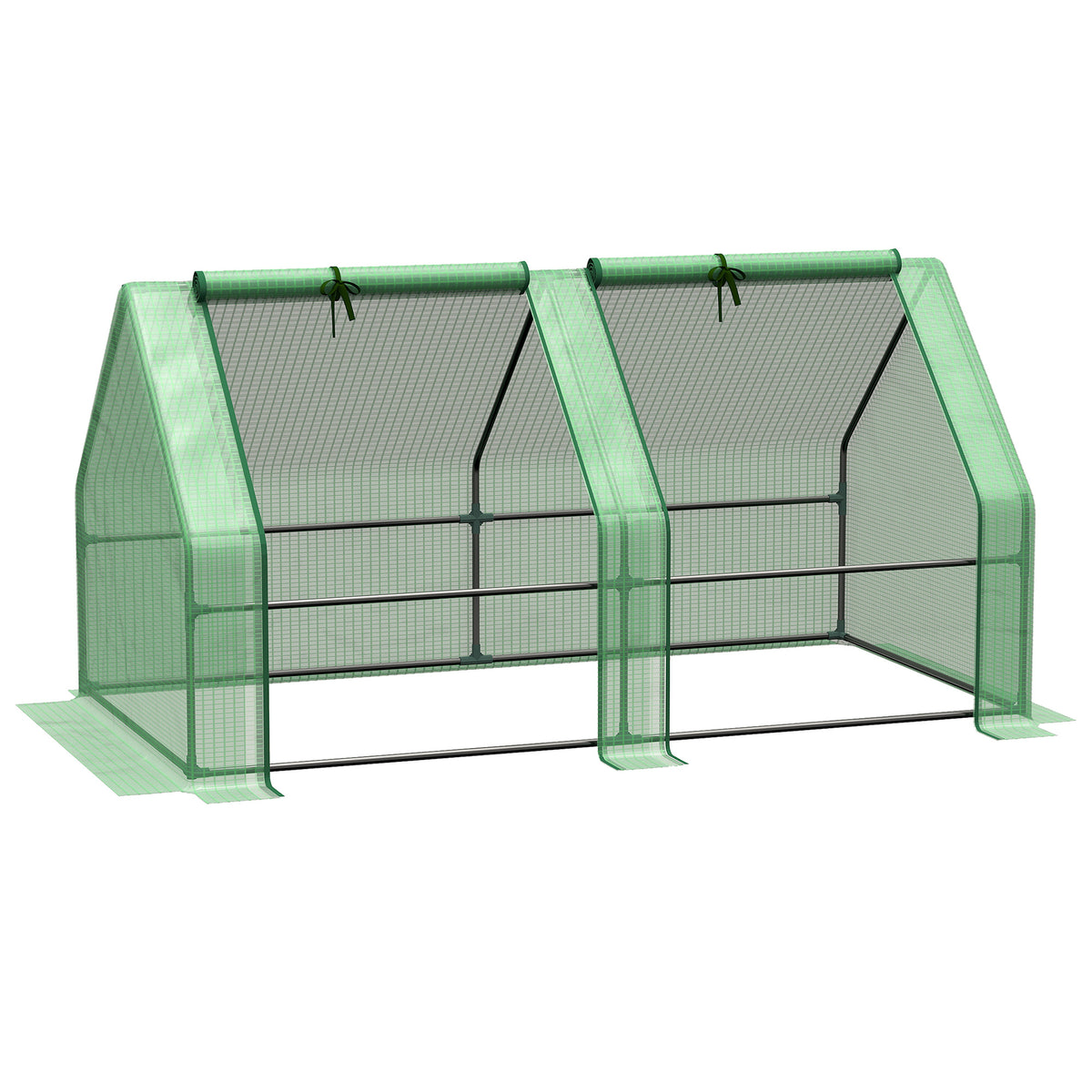 Estufa de Jardim Terraço 180x90x90 cm Tipo Casa Tubo de Aço com 2 Janelas Estufa Pequena para Cultivo de Plantas Verde — foto 1