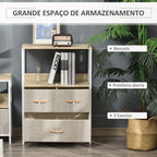 Cómoda com 4 Gavetas Dobráveis e Prateleira Aberta Cómoda com Gavetas de Tecido para Escritório Dormitórios Estilo Industrial Anti-Tombo 58x29x103cm Madeira e Cinza Claro — foto 4