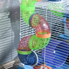 Gaiola para Hamster, Casa para Hamster com Túnel, Comedouro, Bebedouro, Casinha, Rampa, Roda de Exercício, Plataforma e Alça, Bandeja Removível, para Ratos e Gerbos, 46x30x37 cm, Azul — foto 9