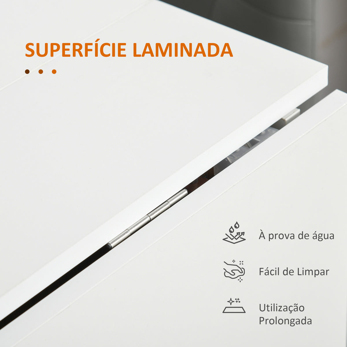 Mesa de Sala de Jantar Dobrável com Rodas Mesa Multifuncional para Sala de Jantar com 3 Formas 120x80x73cm Branco e Madeira — foto 5