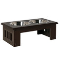 Comedouro Elevado para Cães com Suporte e 2 Tigelas Amovíveis de Aço Inoxidável Alimentador para Animais de Estimação 58,4x30,5x25,4 cm Marrom — foto 1