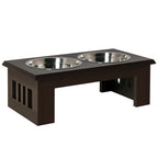 Comedouro Elevado para Cães com Suporte e 2 Tigelas Amovíveis de Aço Inoxidável Alimentador para Animais de Estimação 58,4x30,5x25,4 cm Marrom — foto 1