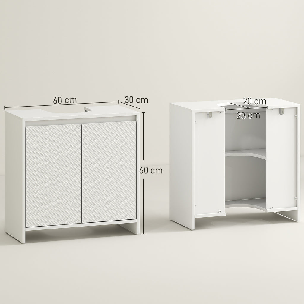 Móvel para Lavatório Pousar Móvel para Lavatório Moderno com Prateleira Anti-Tombo Carga 40 kg 60x30x60 cm Branco — foto 3