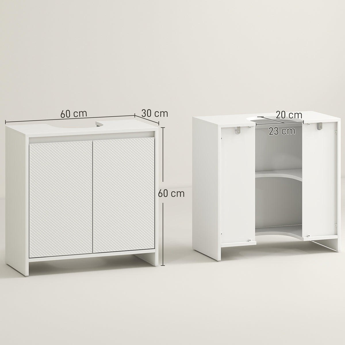 Móvel para Lavatório Pousar Móvel para Lavatório Moderno com Prateleira Anti-Tombo Carga 40 kg 60x30x60 cm Branco — foto 3