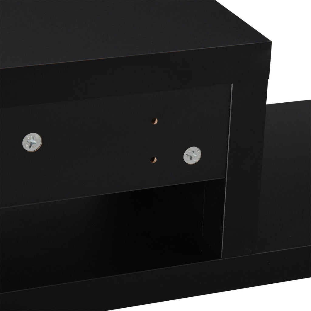 movel flutuante de TV para televisão de até 60 polegadas com 2 prateleiras de madeira 152,4x29,8x21 cm Preto — foto 8
