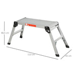 Plataforma de Trabalho de Liga de Alumínio Plataforma de Trabalho Dobrável com Pés Antiderrapantes 113x41x48,5cm Prata — foto 3