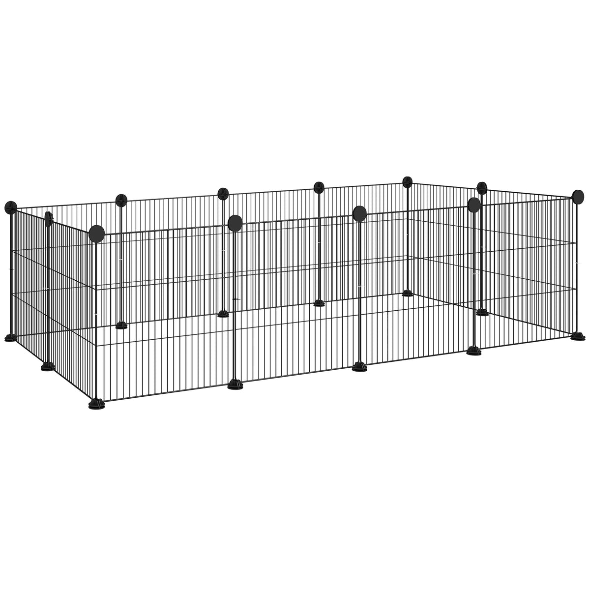 Recinto de Metal para Animais de Estimação Recinto Metálico com 12 Painéis para Pequenos Animais Desmontável DIY 140x70x35 cm Preto — foto 1